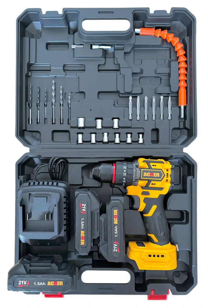 Taladro Inalambrico Tasbel Azul o Amarillo 2 Baterias